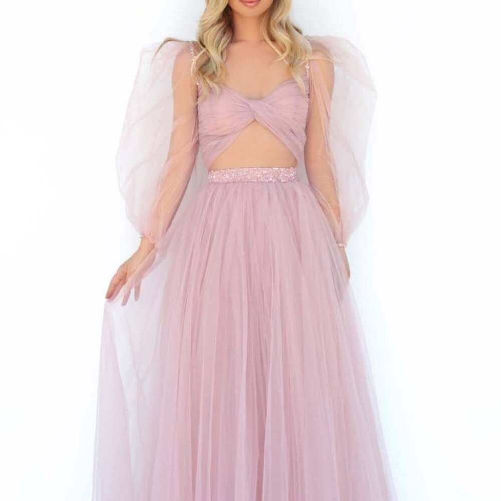 Sale Nwt Tarik Ediz 51037 Prom Dress Tulle Rose Size 10